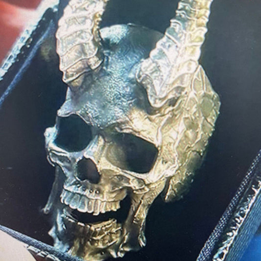Men Skull Ring Retro Punk Vintage Alloy Electroplated Finish Unique Skull Design Biker Ring For Men Party Style