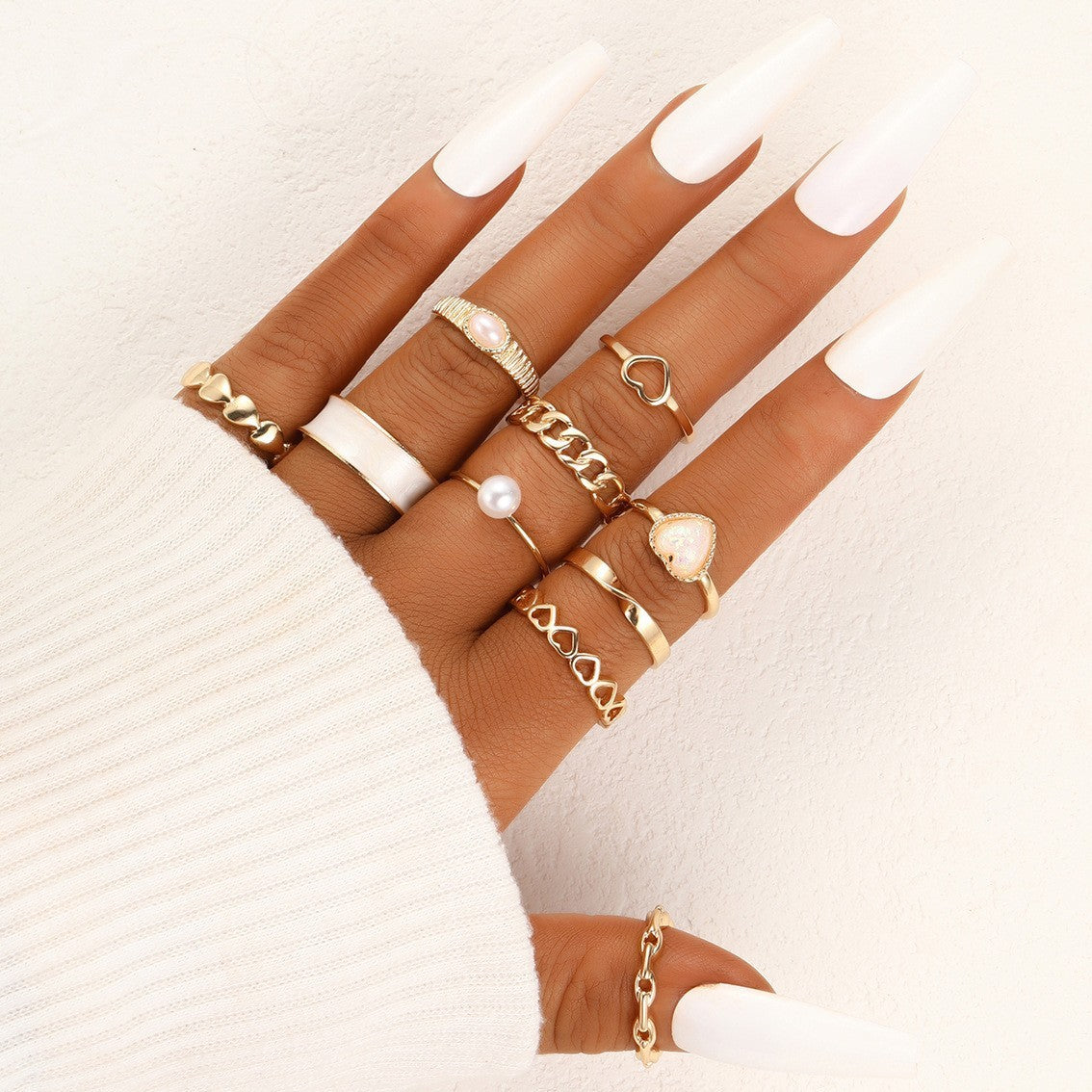 Women Adjustable Butterfly Rings Set Design Knuckle Trendy Alloy Heart Rings Fashionable Insect Animal Jewelry