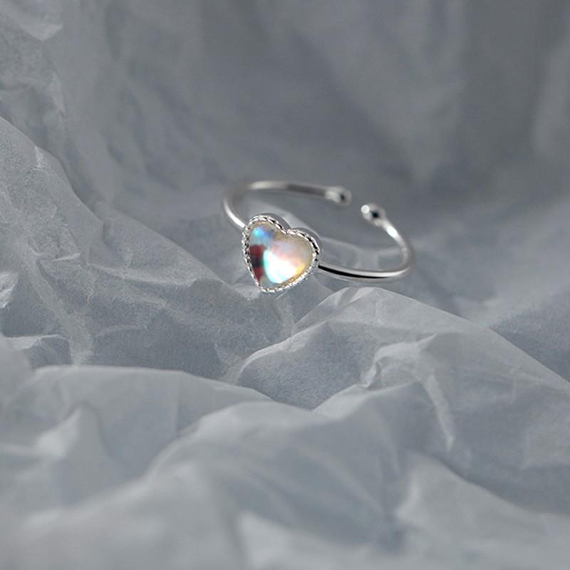 Womens Adjustable Open End Ring Silver Electroplated Copper with Zircon Inlay Love Jewelry Gift Ideal gift for her