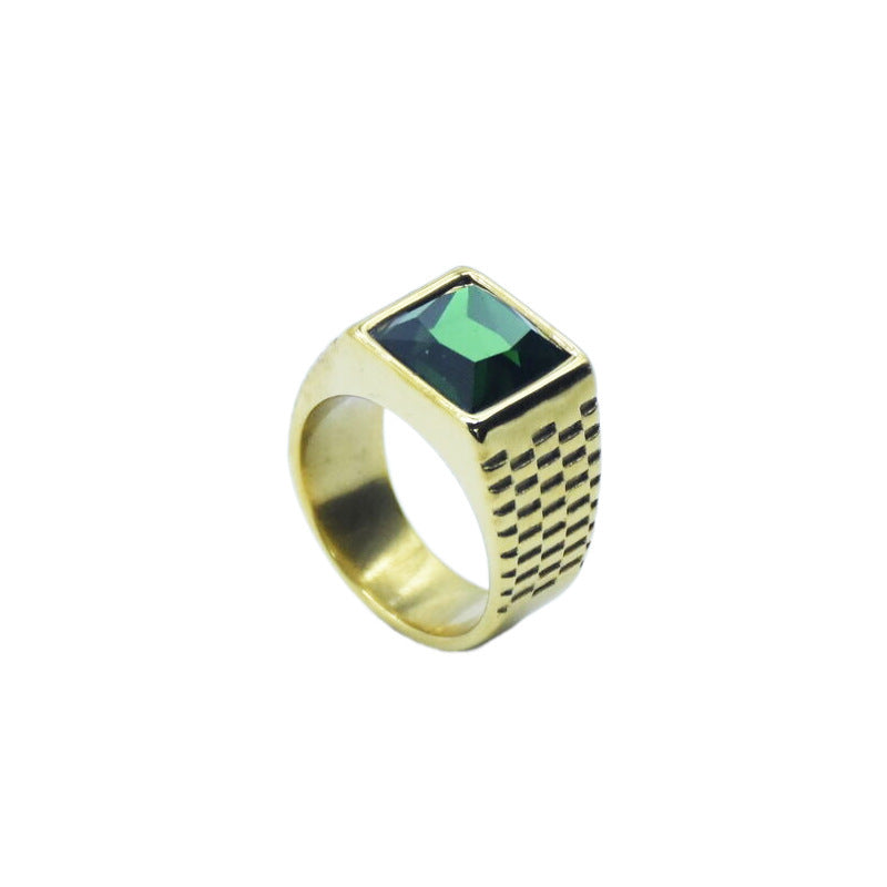 Titanium Steel Ring With Colorful Stone Square Design For Women Size 7 8 9 1 Polished Finish For Everyday Wear