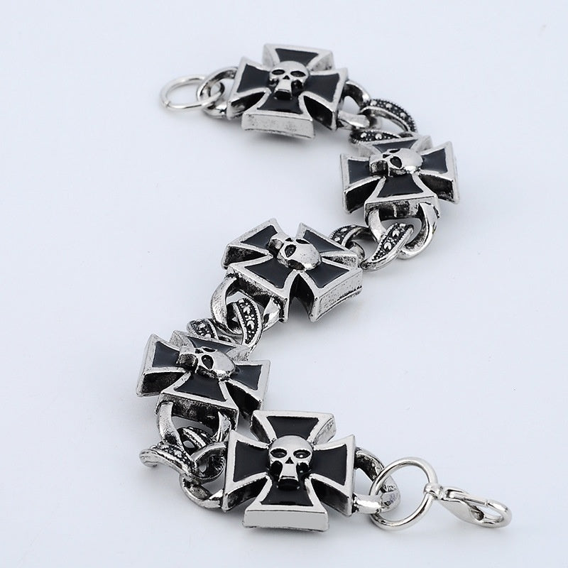 Mens Cross Bracelet Alloy Vintage Punk Diamond Shape Electroplated Fashion Jewelry Unique Religious Gift For Him