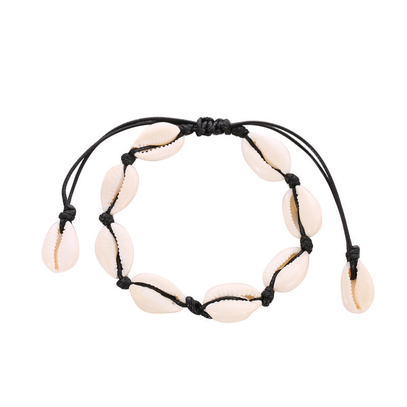 Womens Knotted Anklet Bracelet Natural Shell Braided Jewelry Beach Anklet Handmade European American Fashioned