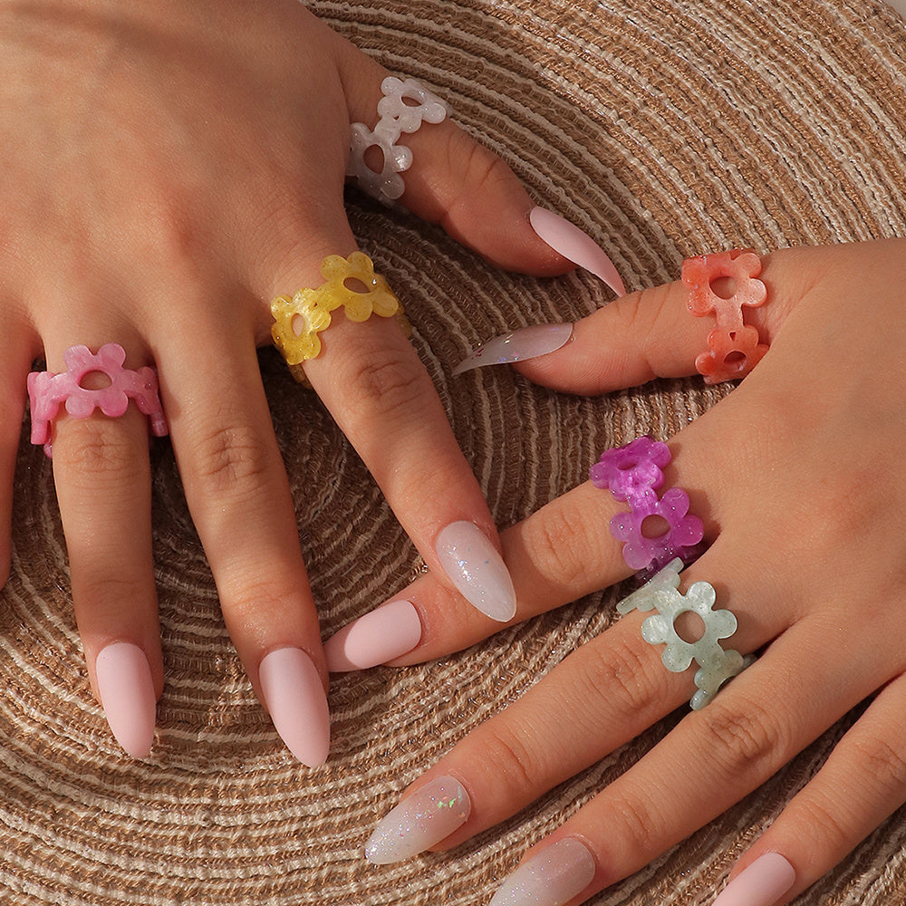 Women Geometric Acrylic Ring Irregular Design Electroplated Ring Fashion Finger Ring European American Style Jewelry