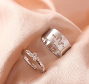 Butterfly Ring Set Punk Hollow Creative Couple Rings Plated Gold Silver Black Youth Popular Modern Silver Tone