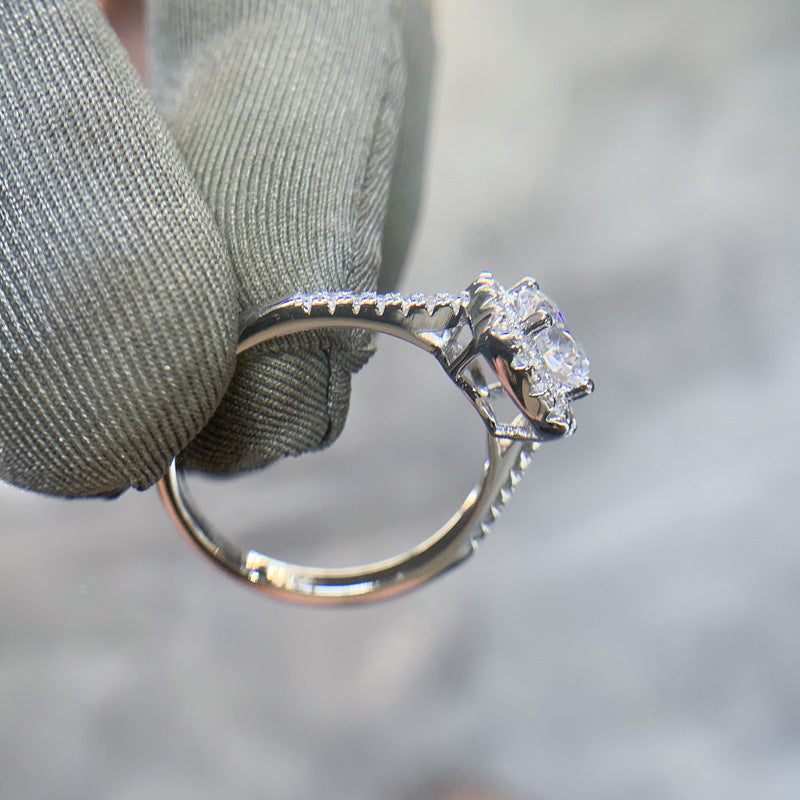 Cube Sugar Shape Diamond Ring One Carat Fifty Points Starry Zircon White Gold Color For Women Sizes 9 To 20 Ring