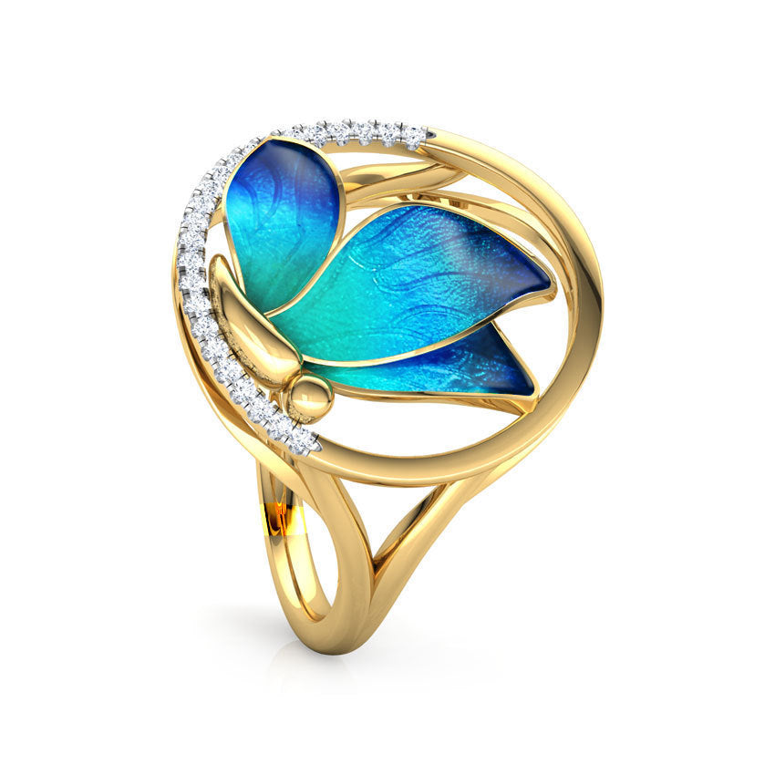 Butterfly Design Ring With Oil Painted Metal European Fashion Statement Jewelry Gift For Women Elegant Durable Accessory