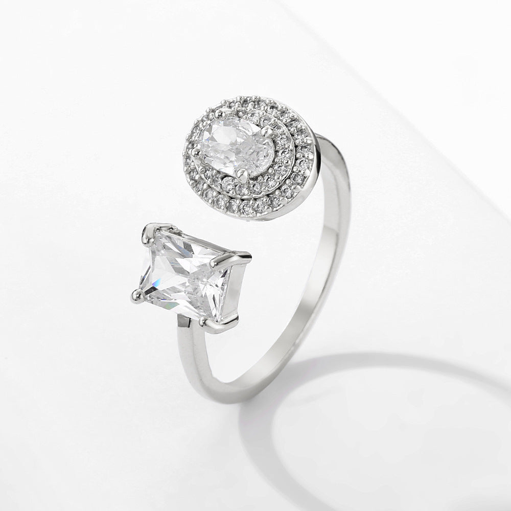 Womens Zircon Copper Geometric Ring Inlaid Fashion Jewelry Elegant Durable Statement Ring Versatile DesignsXXX