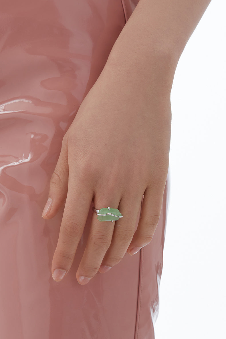 Peach Blossom Ring With Simple Niche Design For Fashion Women Silver Tone Jewelry Geometric Ring Everyday Wear