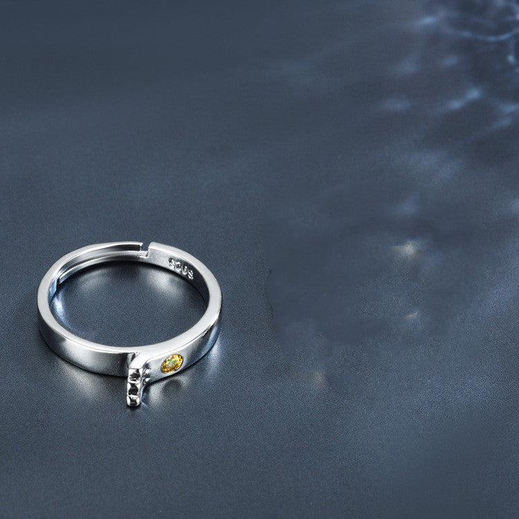 Couple Rings Set Adjustable Matching Rings For Him And Her Geometric White Copper Promise Jewelry For Couples Gift Idea