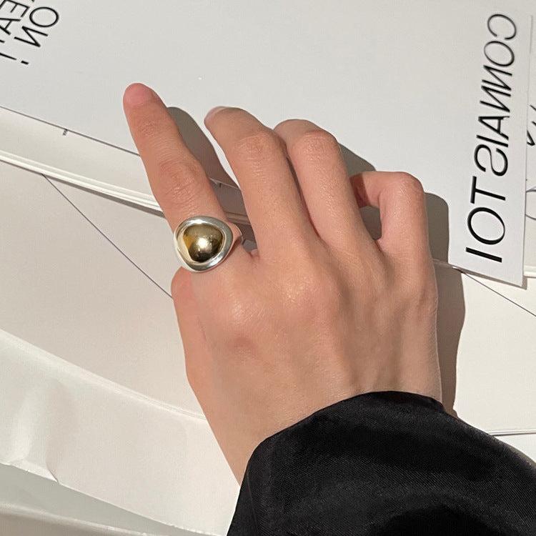 Womens Irregular Geometric Ring In Gold And Silver Tone Electroplated Metal Jewelry For Fashion Statement Accessory