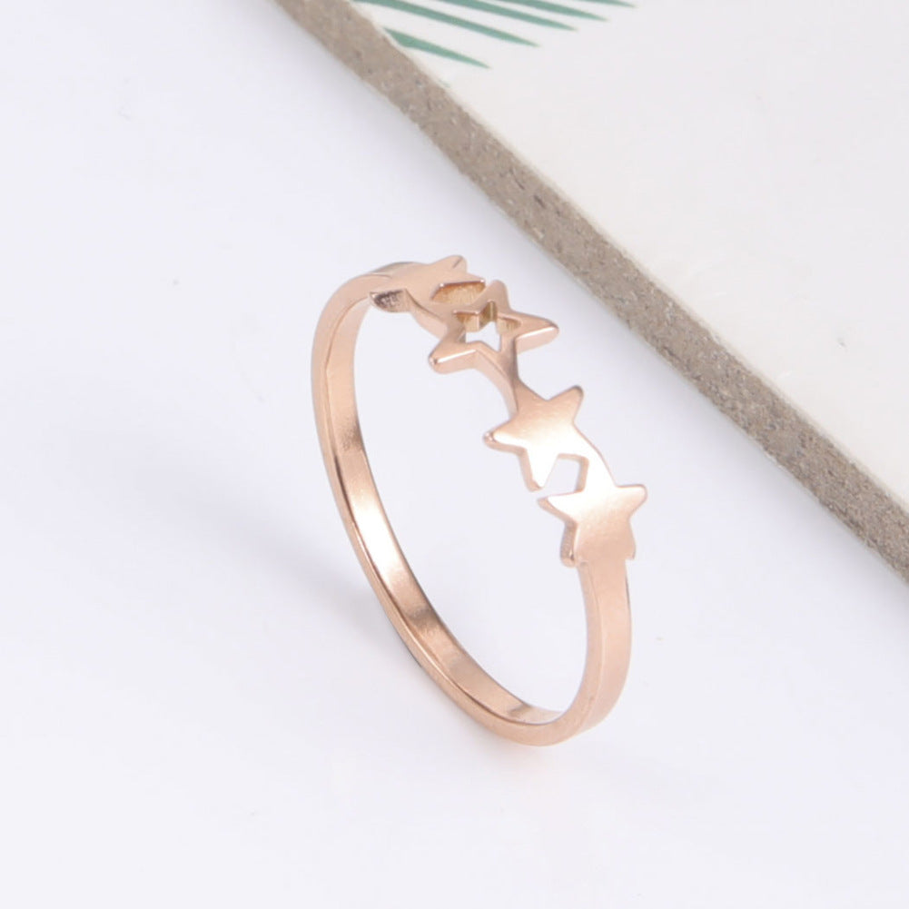 Stainless Steel Star Ring For Women Glossy Jewelry Gift