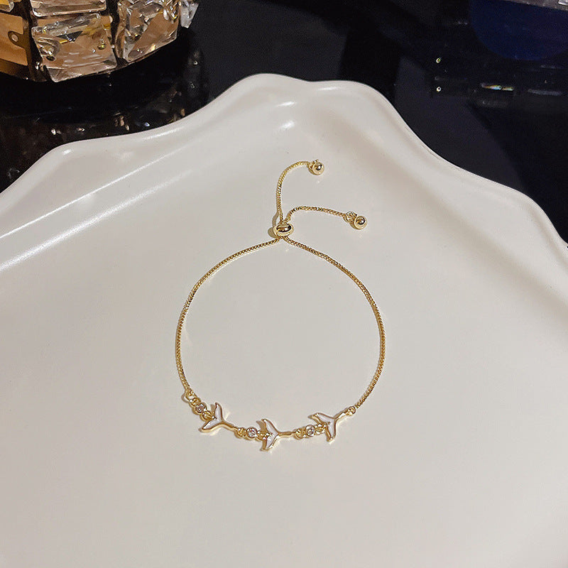 Womens Copper Bracelet With Zircon Flower Pearl Elegant Electroplated Bracelet Affordable Jewelry Gift For Her