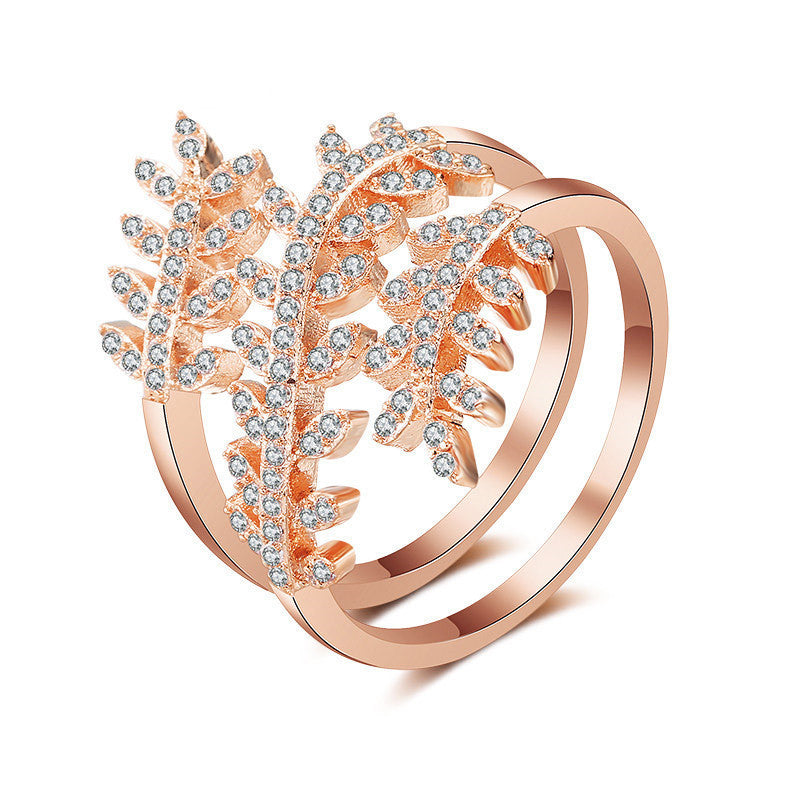 Copper Ring With Zircon Inlay Geometric Design Gold Plated Jewelry For Women Gift For Her Elegant Gift For All