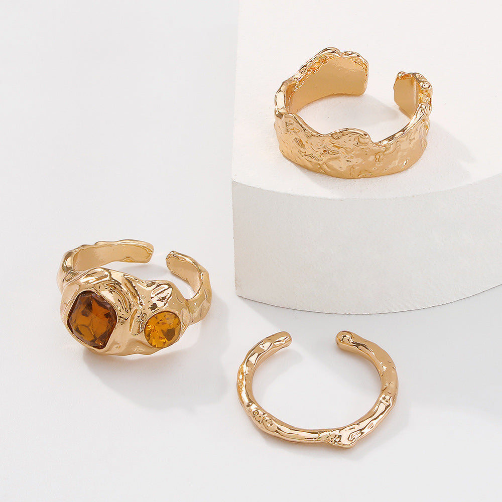 Alloy Ring Set With Textured Niche Design Contemporary