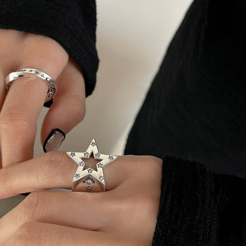 Copper Geometric Ring With Irregular Pentagram Mobius Design For Women And Girls Niche Jewelry Trendy Gem Ring