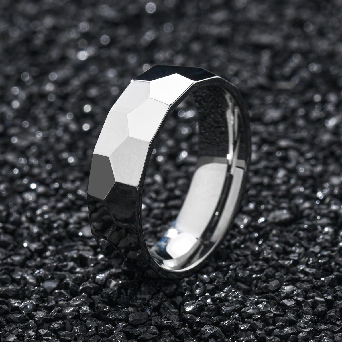 Unisex Titanium Ring Irregular Polished Wave Design Fashion Jewelry Ring For Men And Women Band Gift And Pearl