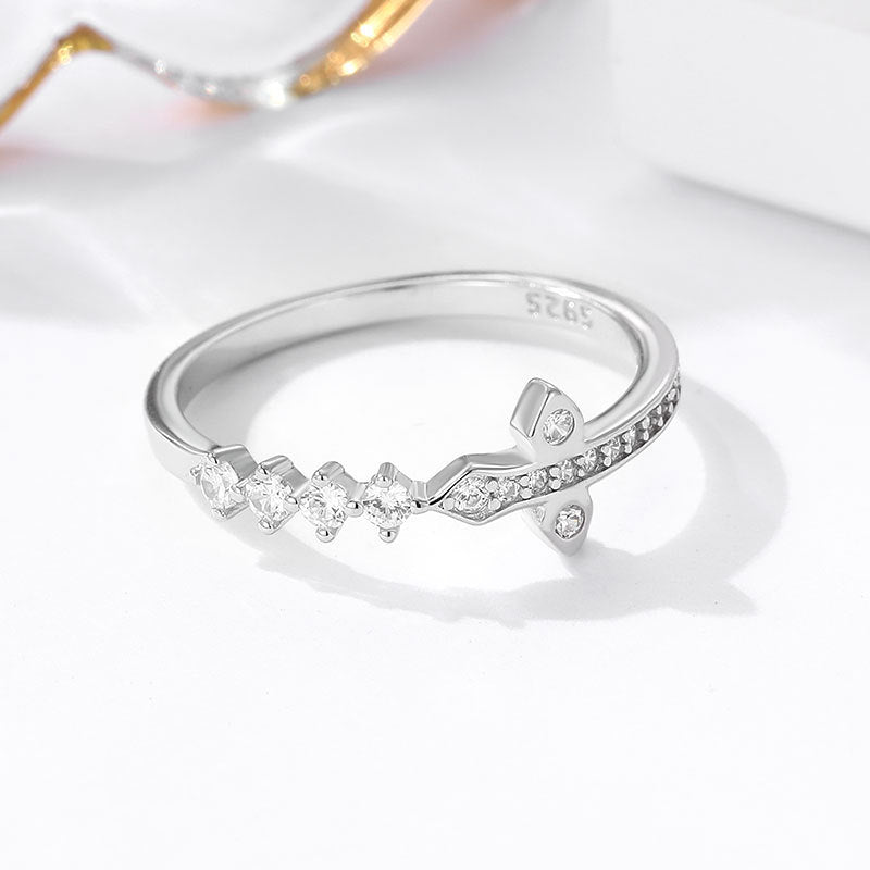 Sterling Silver Diamond Ring White Gold Finish Design