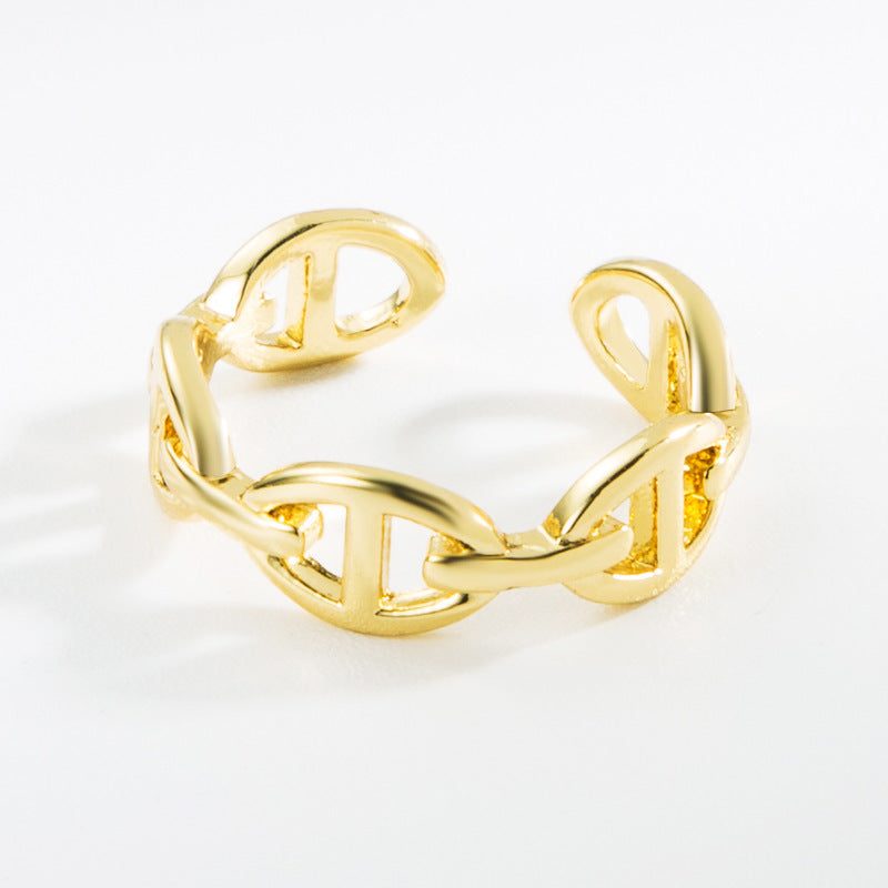 Geometric Copper Couple Ring Inlaid Electroplated Promise Engagement Jewelry Unisex Gift For Couples Style Now