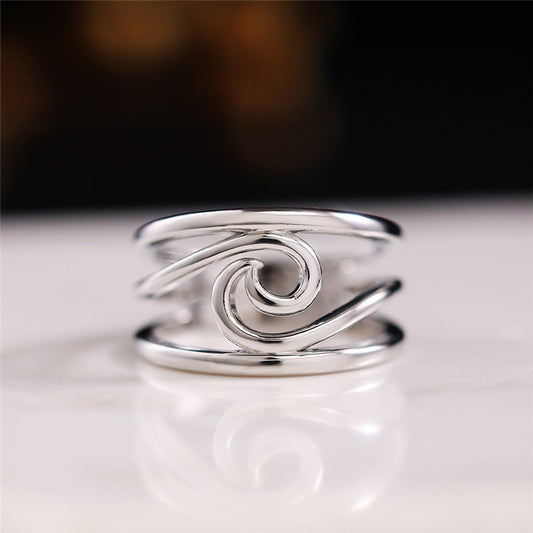 Retro Geometric Line Ring Silver Copper Electroplated