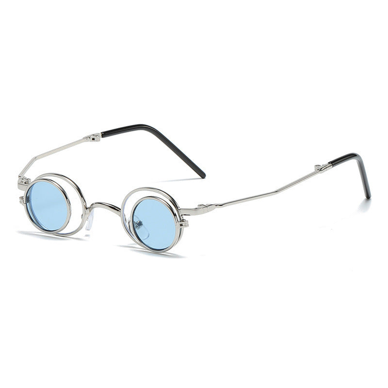 Folding Sunglasses Round Metal Frame With AC Lenses For Fishing Travel And Outdoor Sports Foldable Outdoor Use