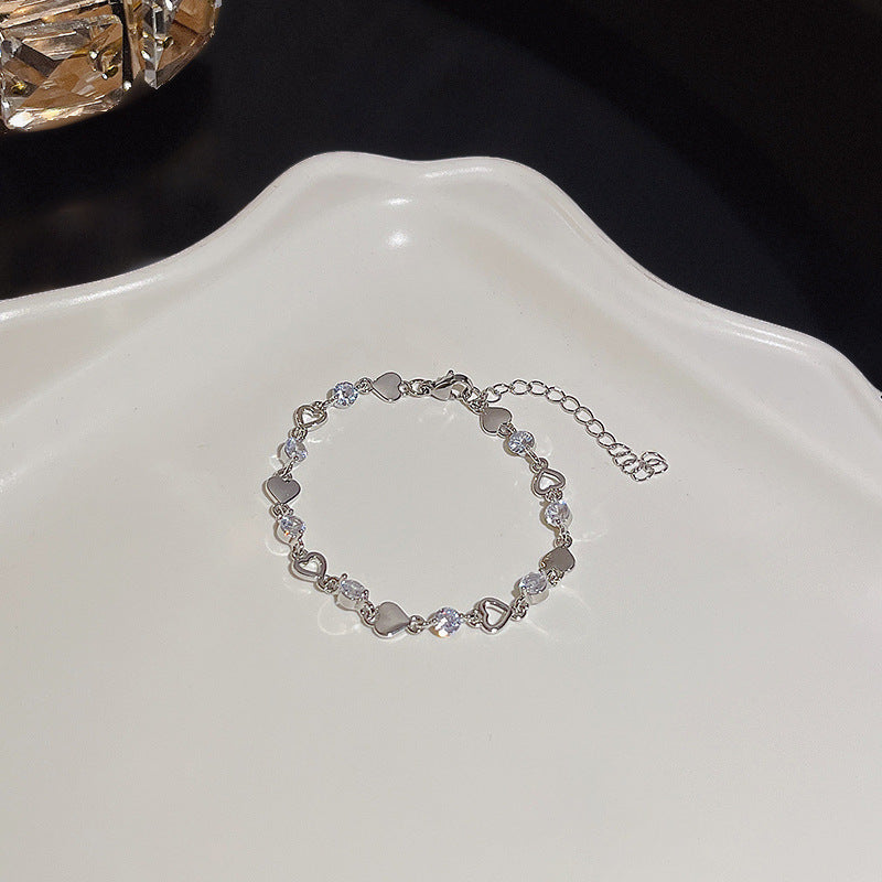 Womens Copper Bracelet With Zircon Flower Pearl Elegant Electroplated Bracelet Affordable Jewelry Gift For Her