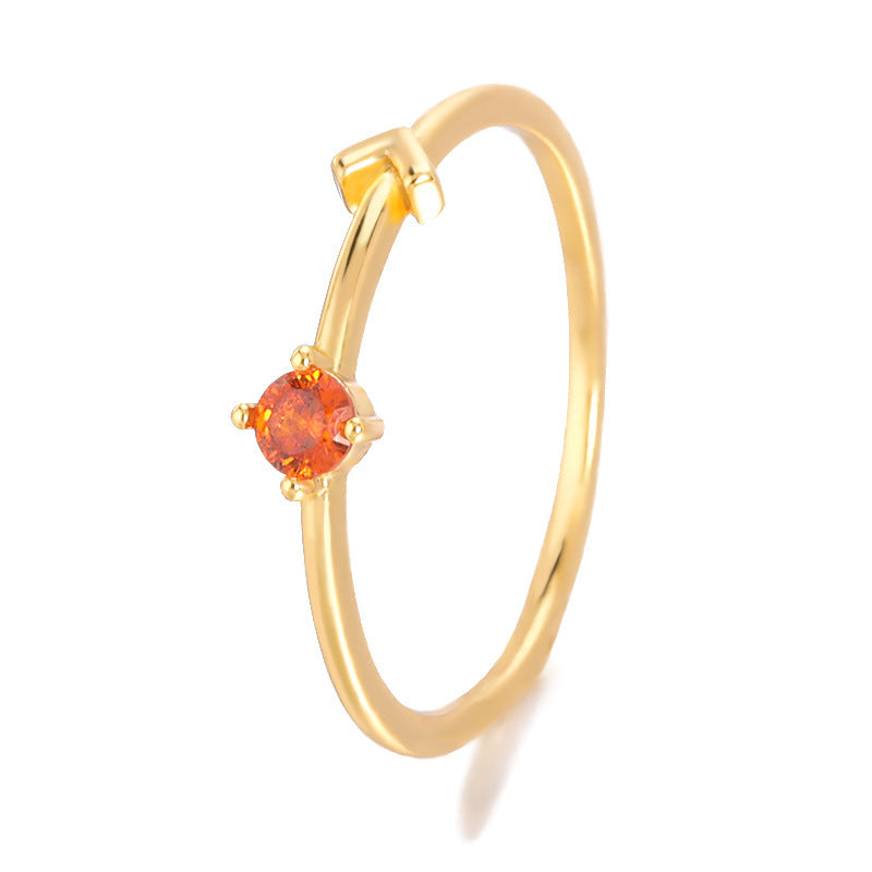 Womens Constellation Ring Zircon Copper Jewelry For Zodiac Sign Gold Color Elegant Celestial Ring For Everyday