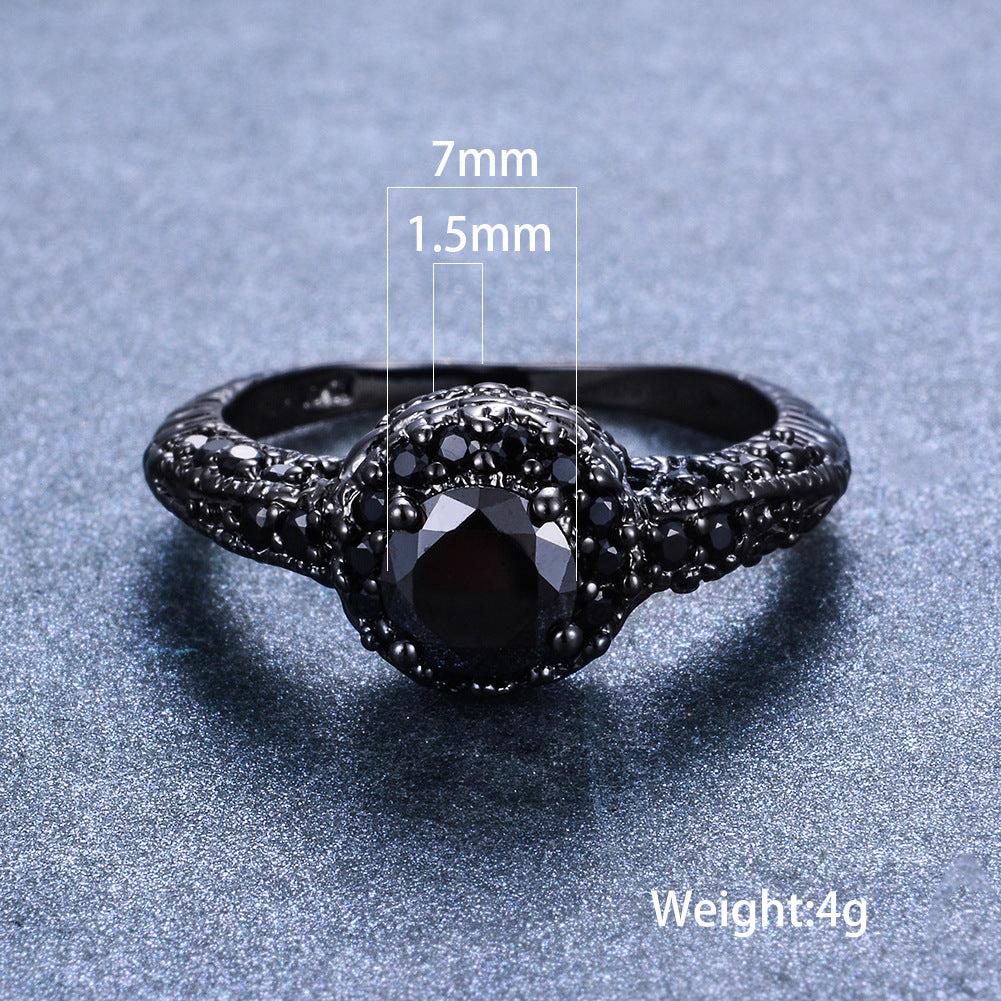 Mens Black Zircon Copper Ring Electroplated Fashion Jewelry
