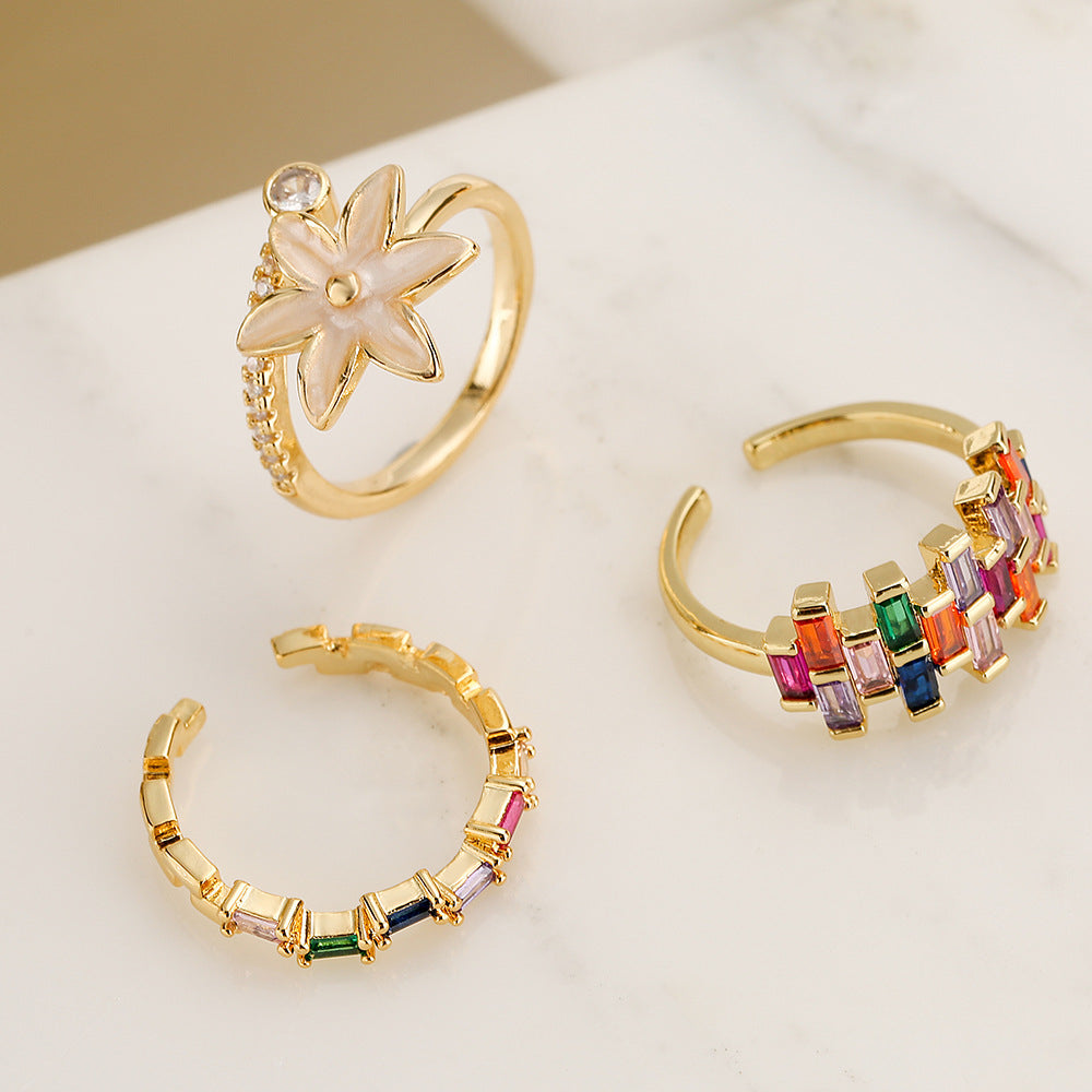 Women Copper Ring With Irregular Geometry Micro Inlay Design Adjustable Size Modern Fashion Jewelry Wear Now Today