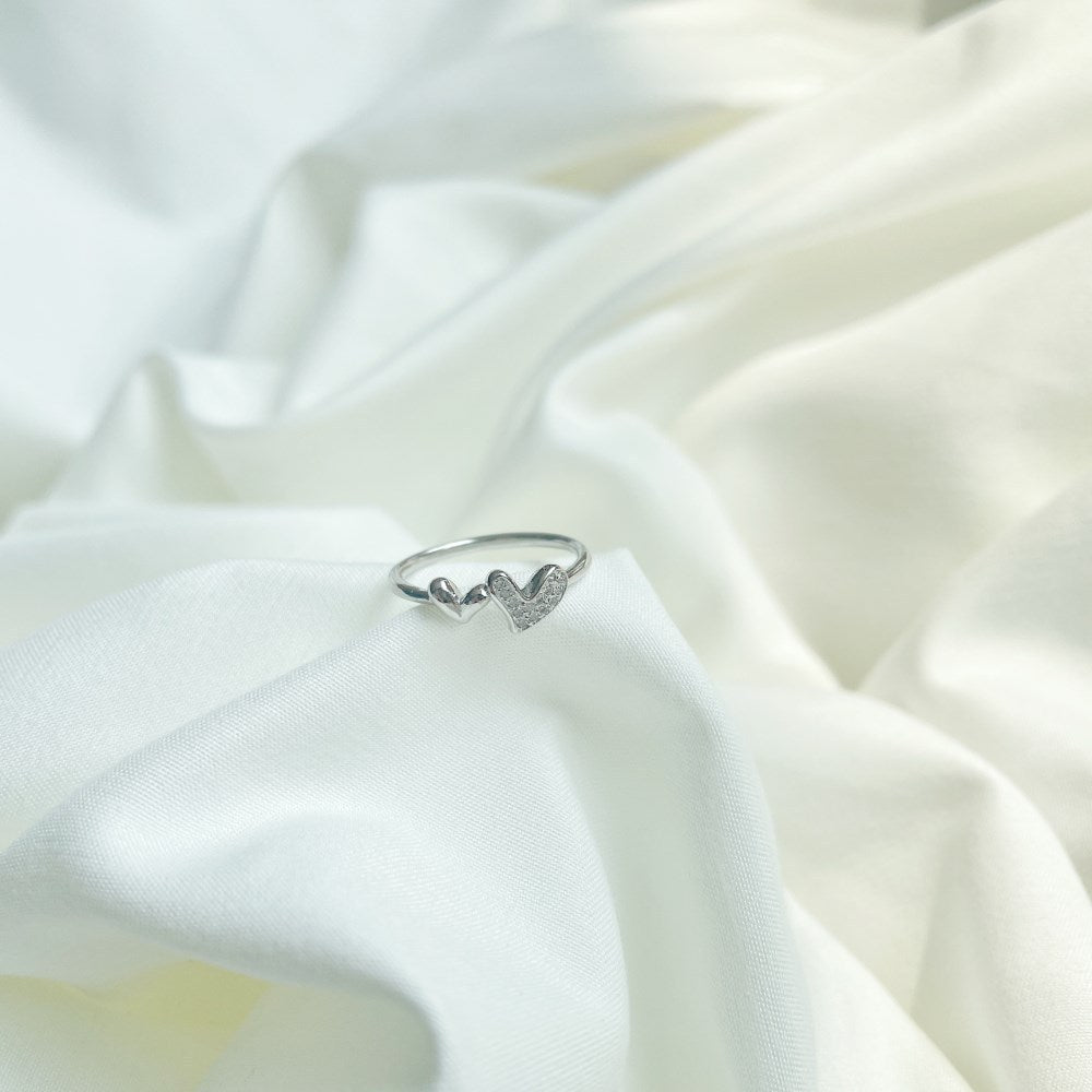 Heart Shaped Silver Electroplated Ring for Women Geometric Korean Style Individually Packaged for Everyday Wear