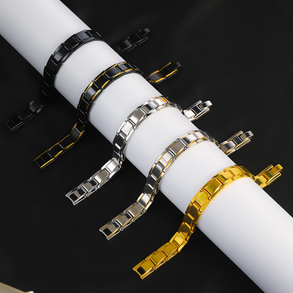 Mens Magnetic Clasp Geometric Alloy Bracelet Detachable Electroplated Jewelry For Men Fashion Accessory Modern Style