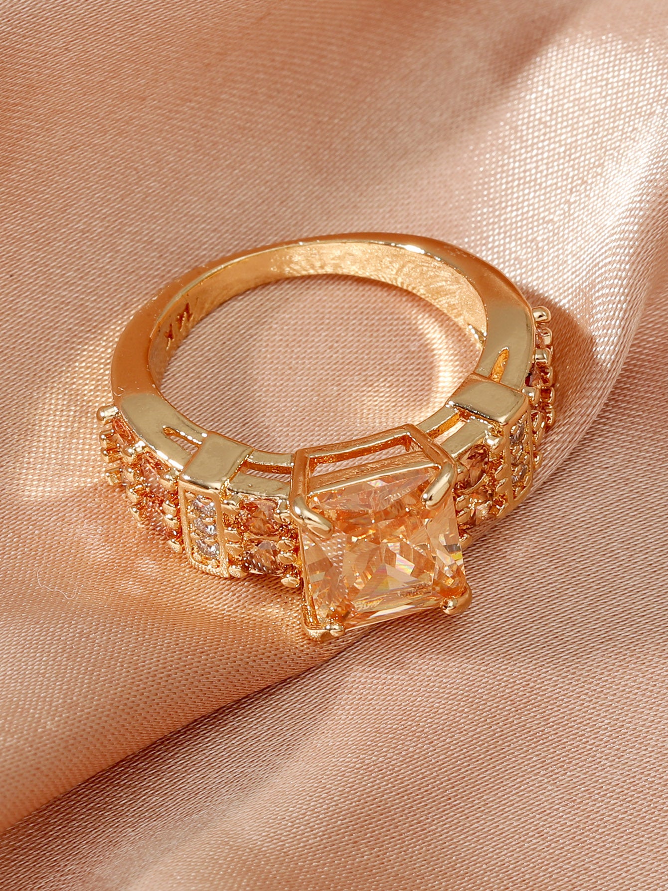 Personalized Solid Color Dual Use Short Ring Copper Zircon Geometry Style for Women Handmade Jewelry Gift Ideas