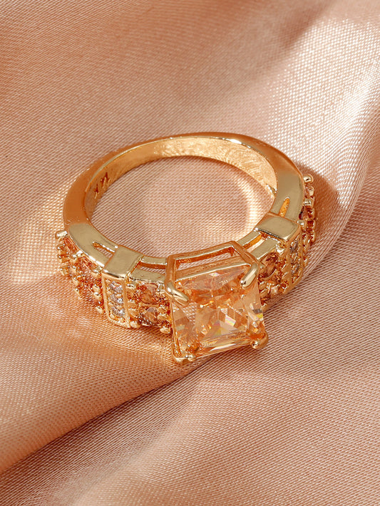 Personalized Solid Color Dual Use Short Ring Copper Zircon Geometry Style for Women Handmade Jewelry Gift Ideas