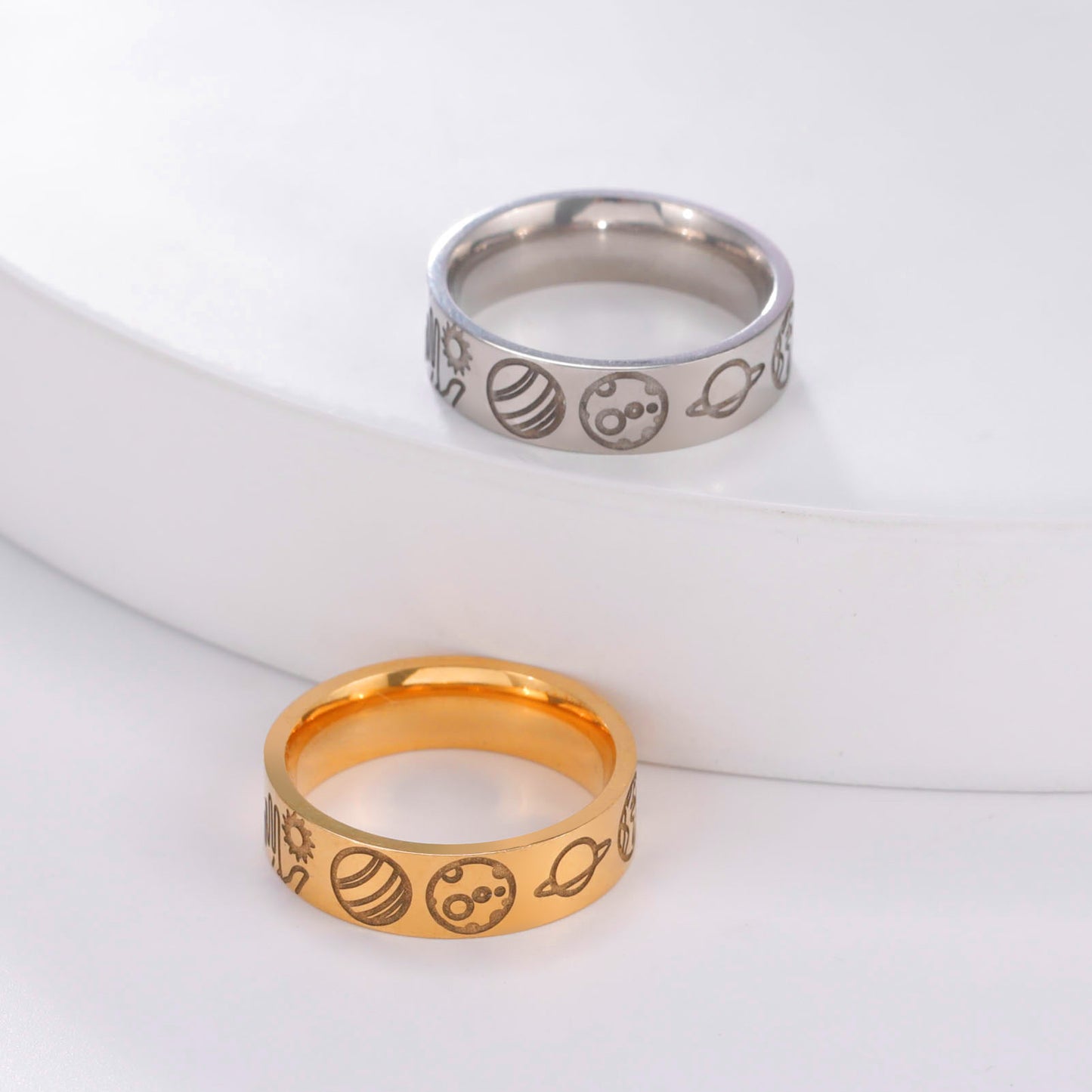 Unisex Stainless Steel Ring 6mm Wide Band Simple Everyday Ring for Couples Gift Anniversary Promise Ring Style