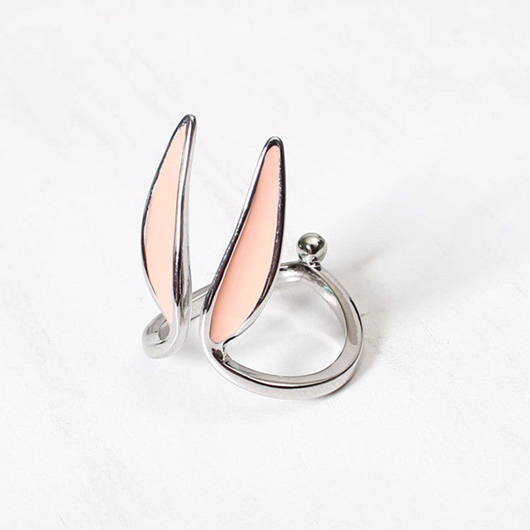 Womens Animal Ring With Cute Rabbit Ears Korean Fashion Alloy Ring Electroplated Jewelry Gift Idea For Her Chic
