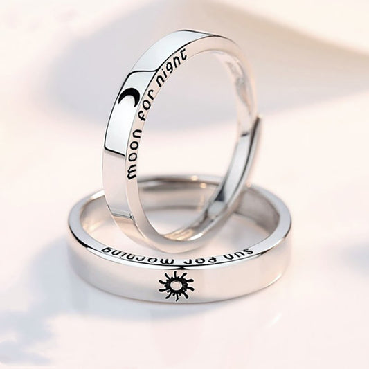 Couple Rings Adjustable Sun Moon Star Alloy Celestial Ring for Women and Men Cow Pattern Design Trendy Jewelry