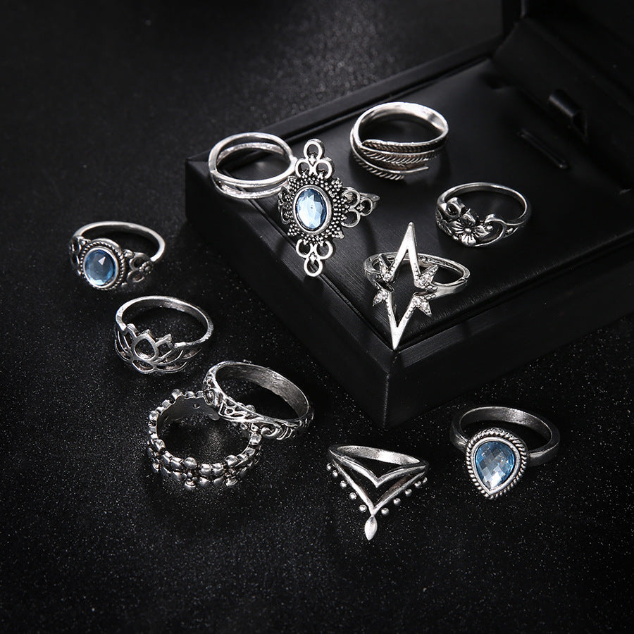Women Ring Set Geometric Starry Sky Design Silver Titanium Steel Jewelry Elegant Modern Look For Everyday Use