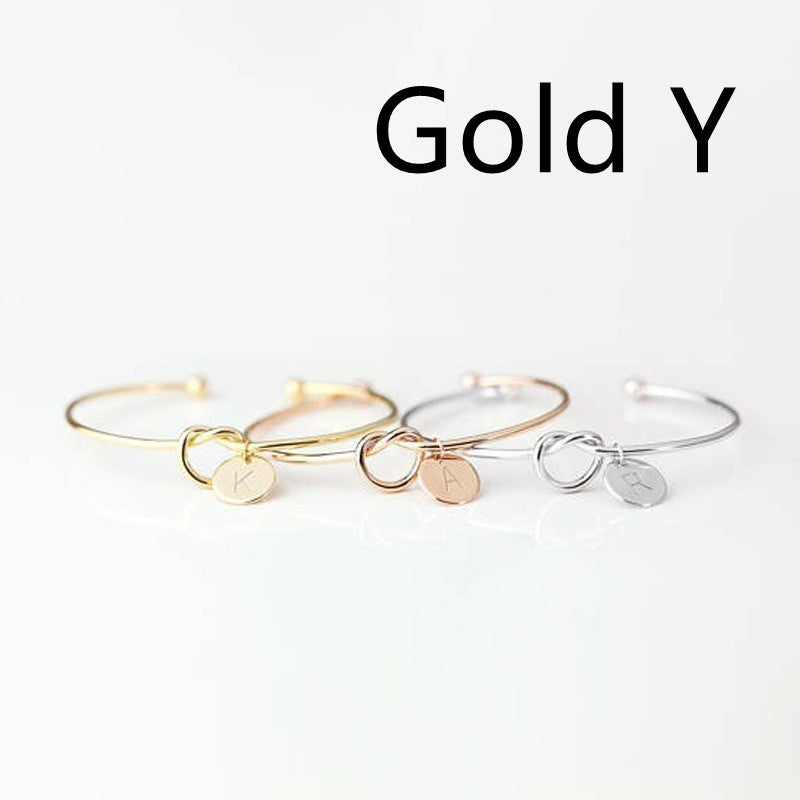 Womens Alloy Letter Bracelet Dead Knot Bangle Jewelry Gold