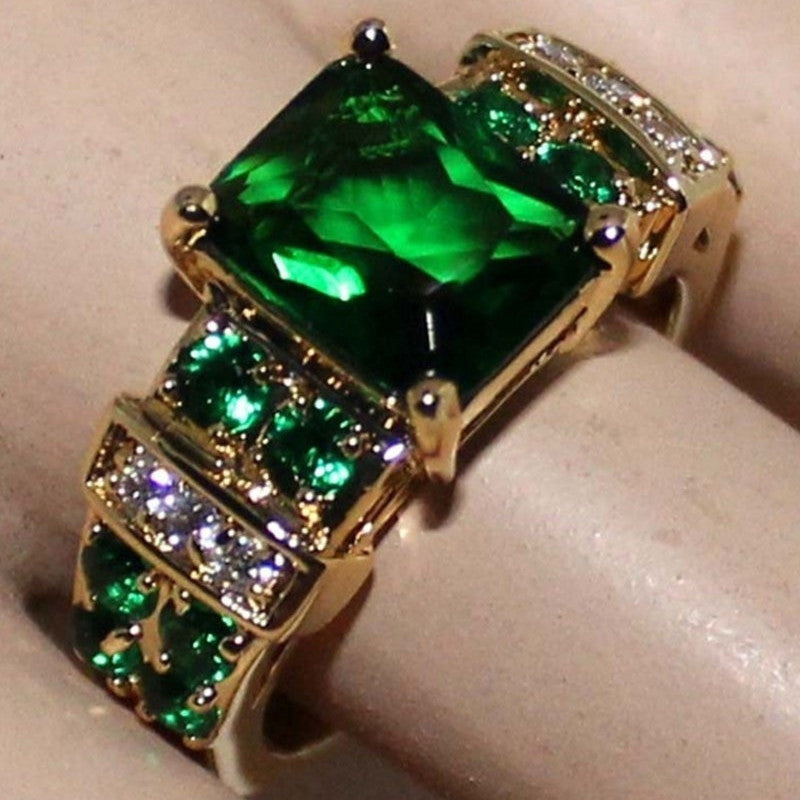 Geometric Copper Ring Electroplated Black Gold Tone with White Opal Inlay for Women Fashion Jewelry Gift Everyday Wear