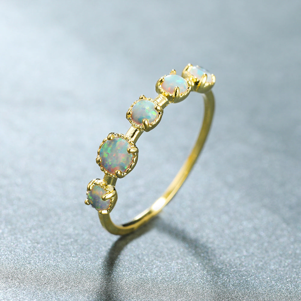Gold Copper Ring For Women With White Opal Jewelry Size No 6 For Birthdays Holidays Weddings Elegant Accessory