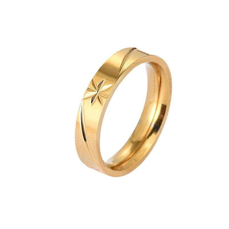 Mens Stainless Steel Ring Fashion Simple Band Electroplated Gold Finish 4mm Width Minimalist Everyday Jewelry