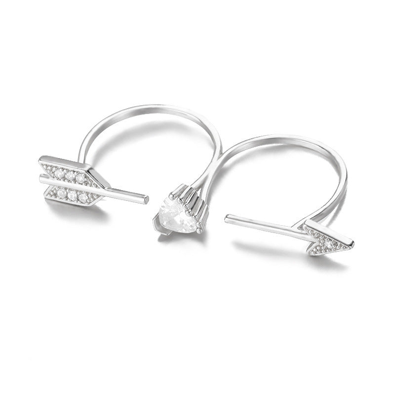 Womens Adjustable Zirconia Arrow Ring Copper Jewelry Dainty Elegant Statement Accessory For Daily Wear Anniversary Gift