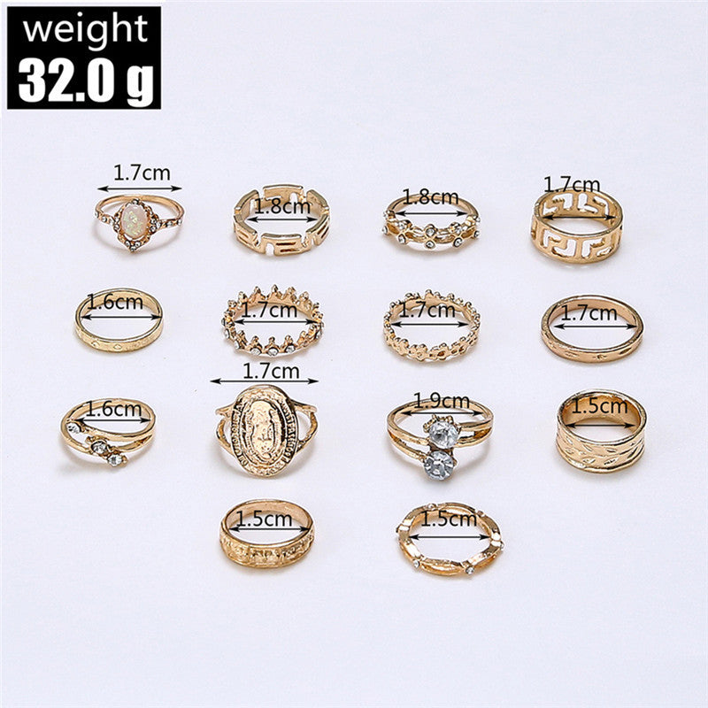 Womens Elegant Opal Ring Set With Micro Diamond Alloy Rings European Design Round Electroplated Finish For You