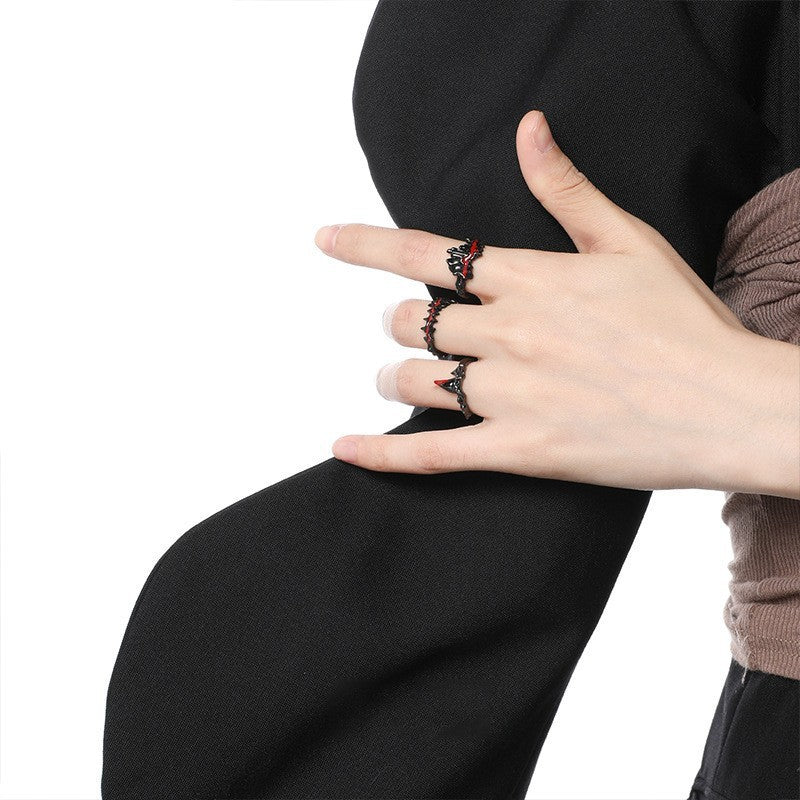 Women Copper Ring Adjustable Zircon Inlay Geometric Fashion