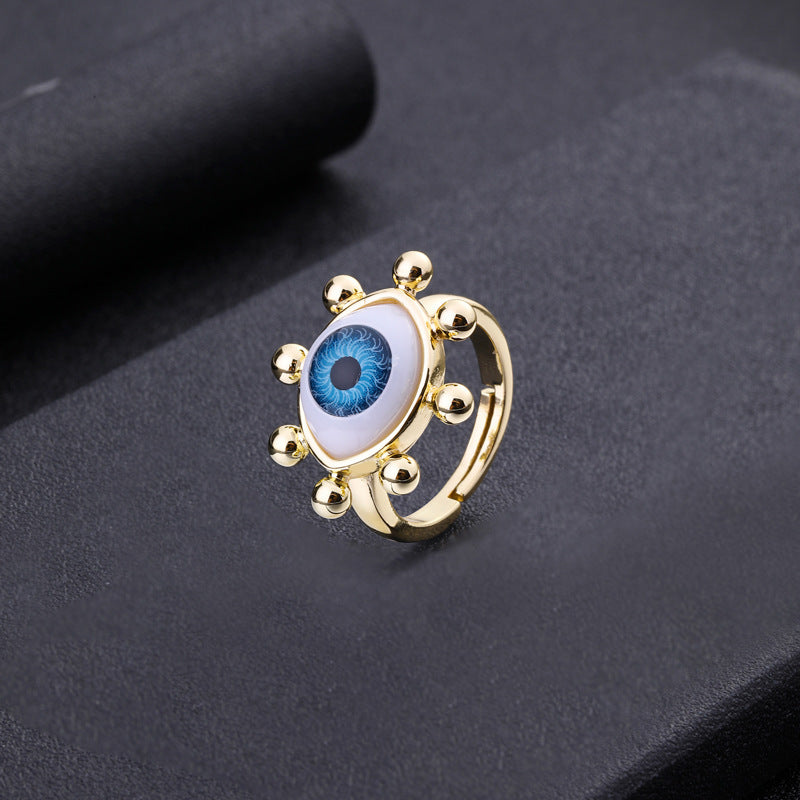 Evil Eye Ring Adjustable Vintage Geometric Dripping Oil Jewelry Gift For Men Women Durable High Quality Accessory