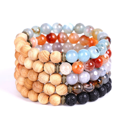 Natural Stone Guardian Lucky Stone Bracelet With Lava Beads And Wood Beads For Men And Women Religion Totemism