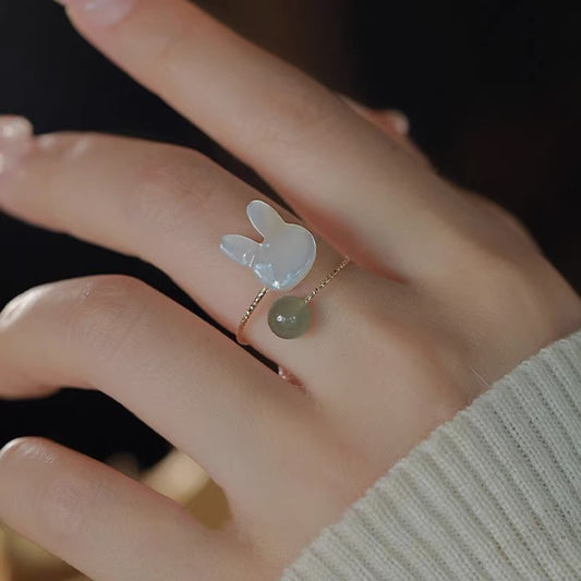 Rabbit Zodiac Sign Copper Ring Open Style Animal Design Gold Tone Ring For Everyday Wear Versatile Jewelry Cute Gift