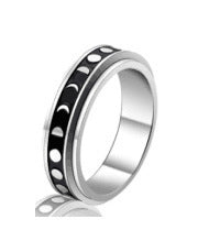 Star And Moon Titanium Rotatable Ring For Women Elegant Stainless Steel Jewelry Gold Silver Black Elegant Details