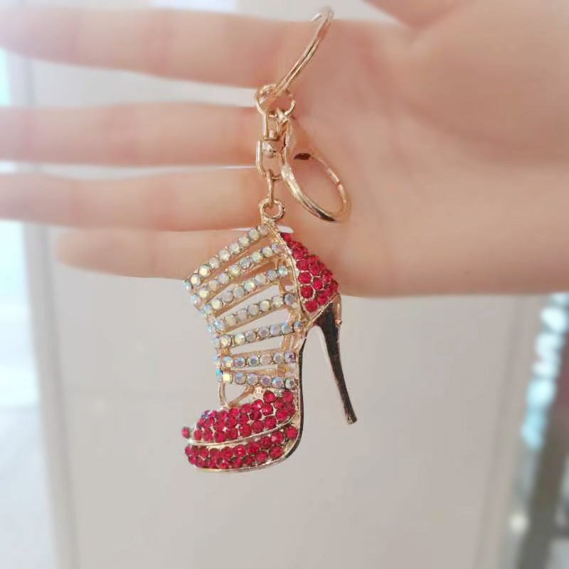 High Heel Keychain With Diamond Studs Alloy Car Key Charm