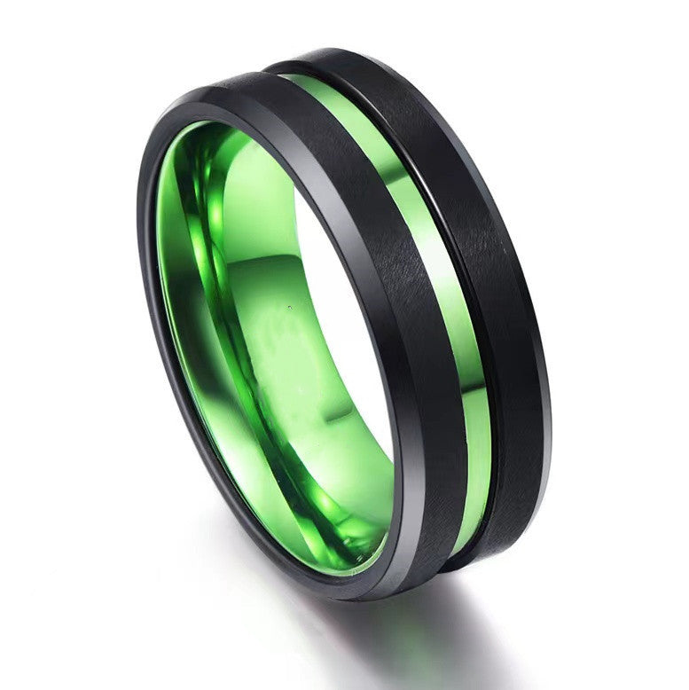 Unisex TitaniumSteel Ring Electroplated Red Green Fashion Jewelry Durable Versatile Accessory Colors Red Green