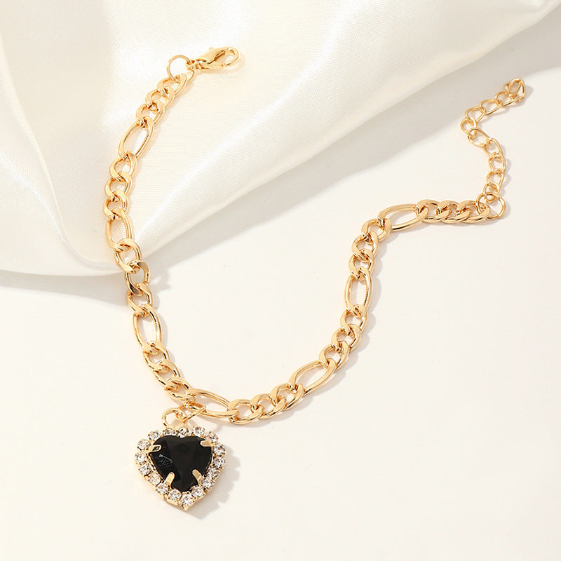 Womens Alloy Bracelet Along Love Heart Charm And Zircon Accent Peachy Heart Jewelry For Women European Fashion